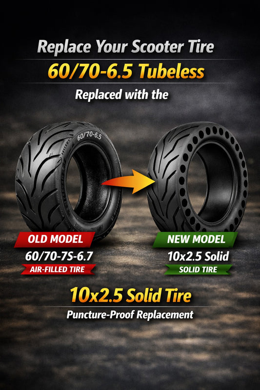 10.5x2 Solid Tire for Electric Scooter | Replaces 10.5x2.75 | Flat Free 10.5 Inch Replacement