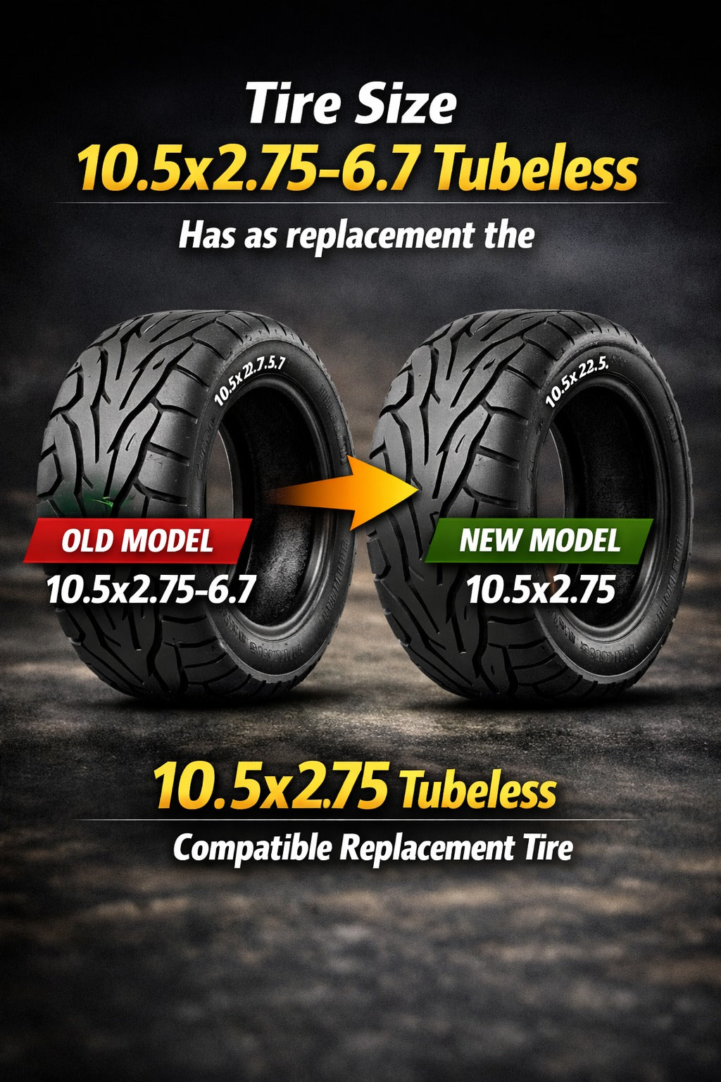 10x2.5 Tubeless Electric Scooter Replacement Tire — product photo 2
