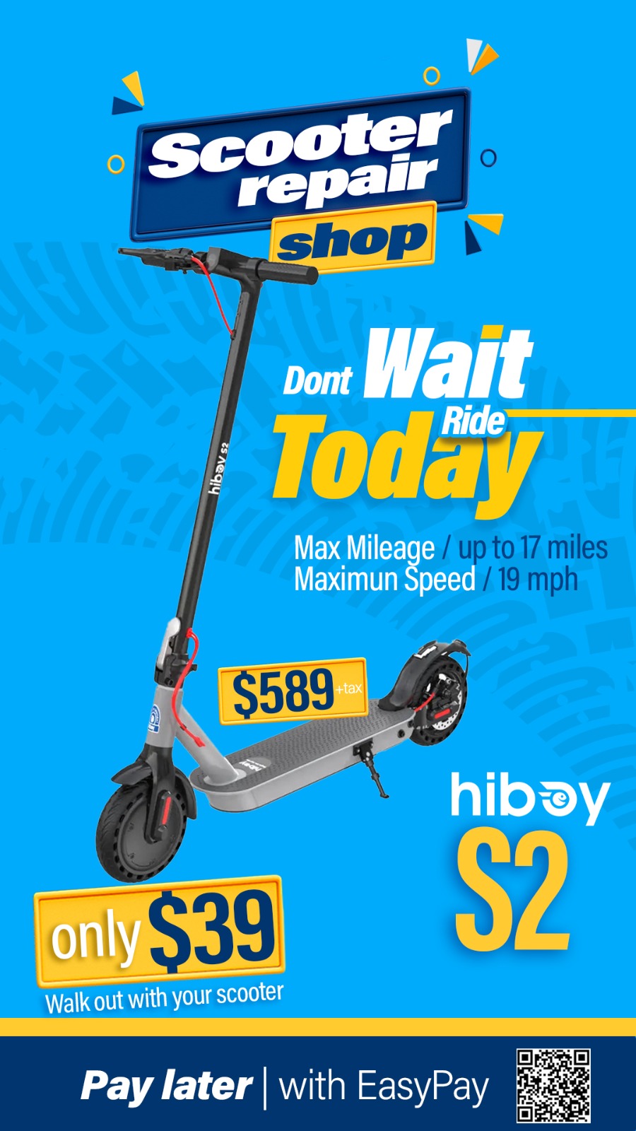 Hiboy S2 Electric Scooter | 350W Motor | 36V 7.5Ah Battery | 8.5” Honeycomb Tires