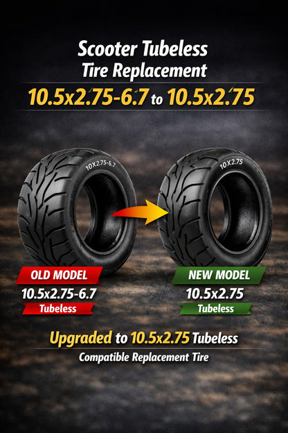10.5x2.75-6.7 Tubeless Tire for Electric Scooter | Replaces 10.5x2 & 10.5x2.75 | 10.5 Inch Performance Replacement
